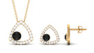 Simple Round Black Onyx and Moissanite Triangle jewelry Set Black Onyx - ( AAA ) - Quality - Rosec Jewels