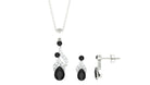 Real Black Onyx Bridal Jewelry Set with Diamond Black Onyx - ( AAA ) - Quality - Rosec Jewels