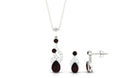 Pear and Round Shape Garnet and Diamond Dangle Jewelry Set Garnet - ( AAA ) - Quality - Rosec Jewels