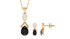 1.50 CT Designer Black Onyx Dangle jewelry Set with Diamond Black Onyx - ( AAA ) - Quality - Rosec Jewels