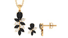 2 CT Nature Inspired Black Onyx and Diamond Dangle jewelry Set Black Onyx - ( AAA ) - Quality - Rosec Jewels