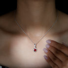 Infinity and Heart Pendant Necklace with Created Ruby and Moissanite Lab Created Ruby - ( AAAA ) - Quality - Rosec Jewels