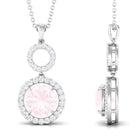 Rose Quartz and Diamond Dangle Pendant Rose Quartz - ( AAA ) - Quality - Rosec Jewels