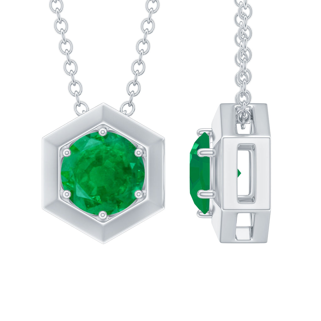0.75 CT Antique Emerald Solitaire Pendant in 6 Prong Setting Emerald - ( AAA ) - Quality - Rosec Jewels