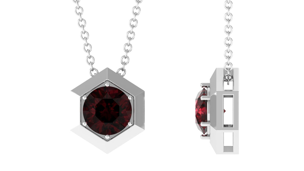 1.75 CT Garnet Solitaire Pendant Necklace in Gold Garnet - ( AAA ) - Quality - Rosec Jewels