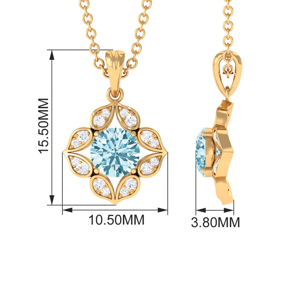 0.50 CT Natural Aquamarine Bridal Pendant with Diamond Aquamarine - ( AAA ) - Quality - Rosec Jewels
