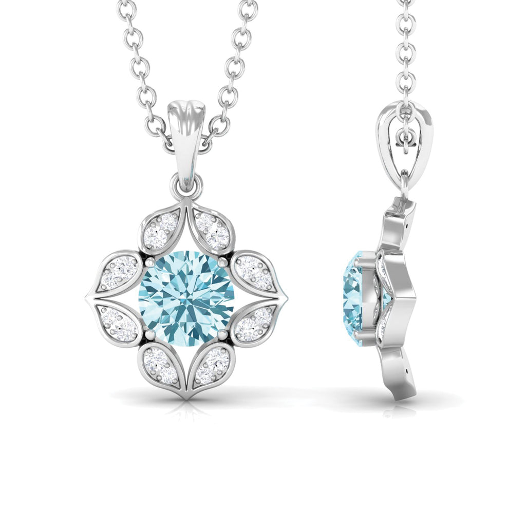 0.50 CT Natural Aquamarine Bridal Pendant with Diamond Aquamarine - ( AAA ) - Quality - Rosec Jewels