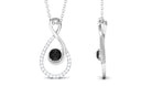 Real Black Onyx Infinity Pendant Necklace with Diamond Black Onyx - ( AAA ) - Quality - Rosec Jewels