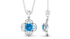Antique Style Natural Swiss Blue Topaz Bridal Pendant with Diamond Swiss Blue Topaz - ( AAA ) - Quality - Rosec Jewels