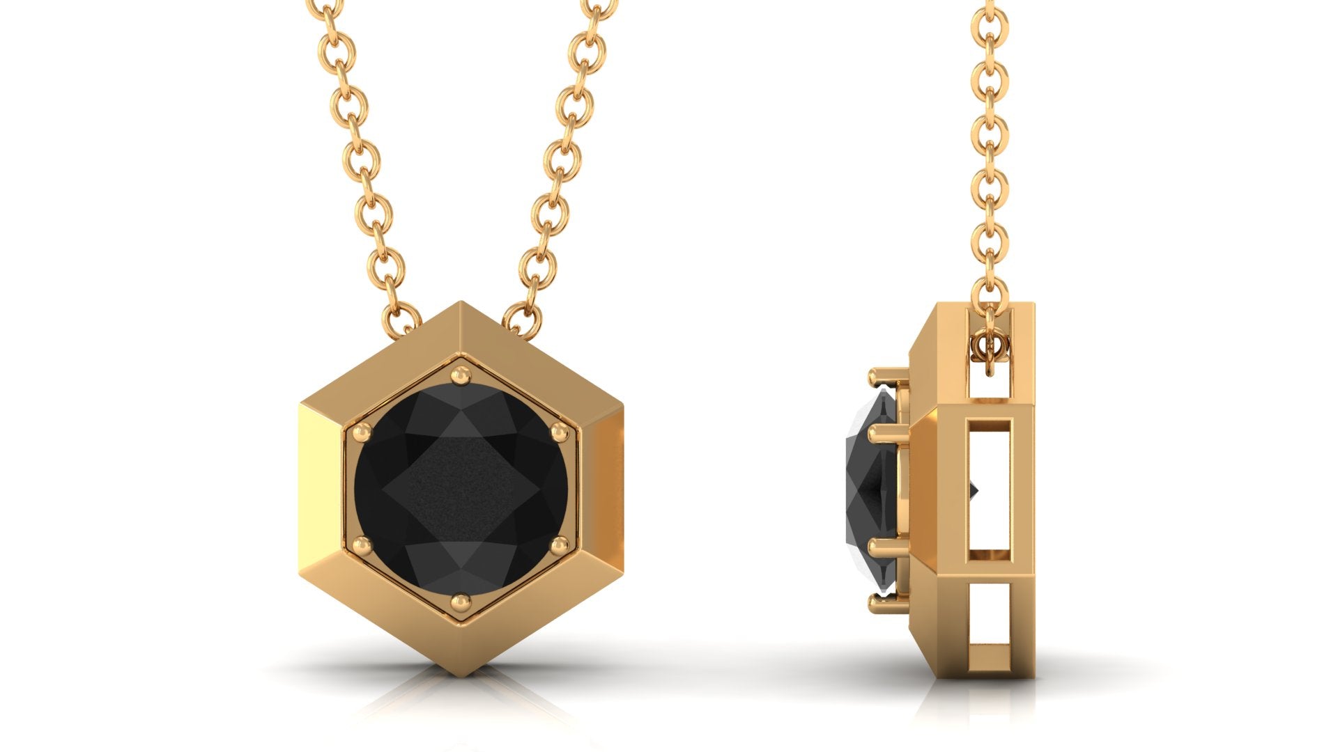 1.25 CT Natural Black Onyx Solitaire Hexagon Pendant in Gold Black Onyx - ( AAA ) - Quality - Rosec Jewels
