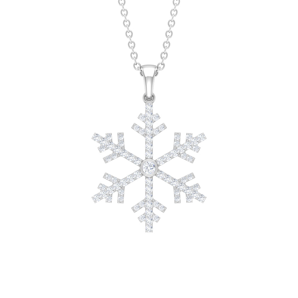 Genuine Diamond Beautiful Snowflake Pendant in Gold Diamond - ( HI-SI ) - Color and Clarity - Rosec Jewels