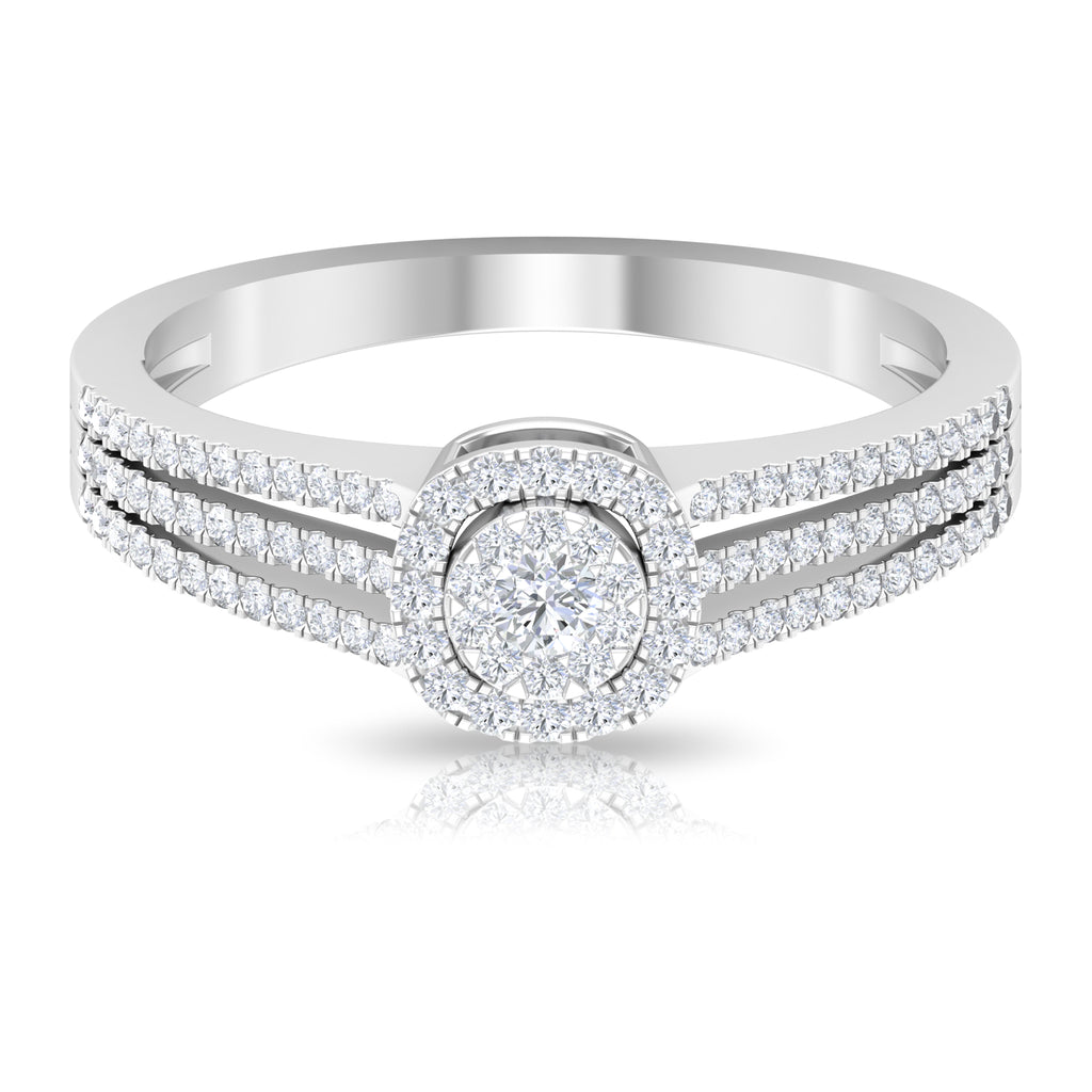 Classic Diamond Split Shank Engagement Ring Diamond - ( HI-SI ) - Color and Clarity - Rosec Jewels