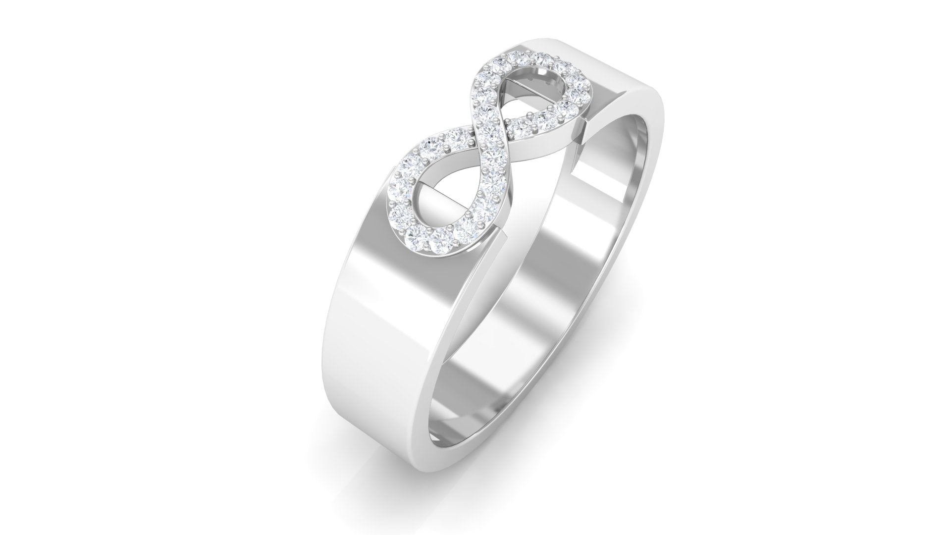 Natural Diamond Infinity Wide Band Ring in Pave Setting Diamond - ( HI-SI ) - Color and Clarity - Rosec Jewels