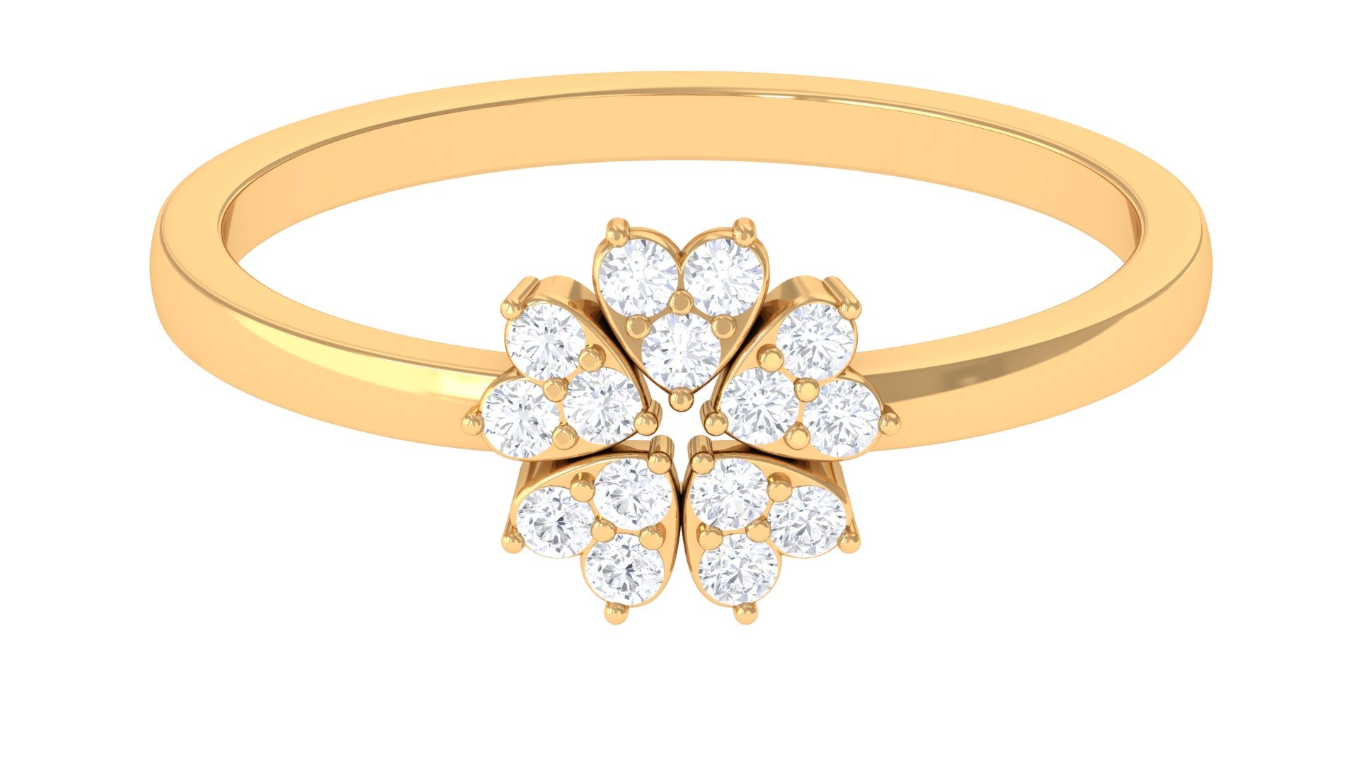 1/2 CT Gold and Diamond Floral Promise Ring Diamond - ( HI-SI ) - Color and Clarity - Rosec Jewels