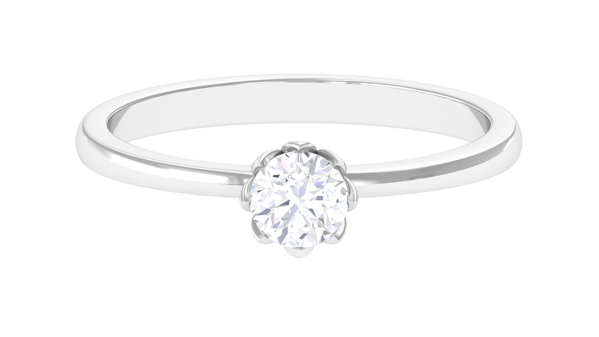 0.50 CT Real Diamond Solitaire Promise Ring Diamond - ( HI-SI ) - Color and Clarity - Rosec Jewels