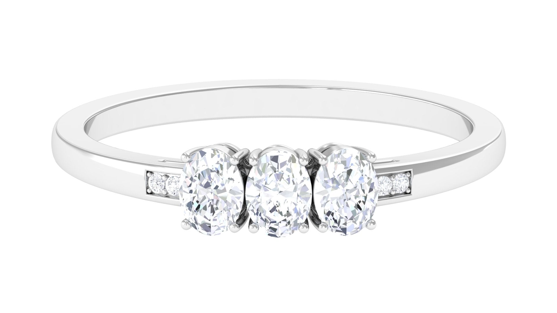 1/2 CT Oval Cut Diamond Three Stone Ring Diamond - ( HI-SI ) - Color and Clarity - Rosec Jewels