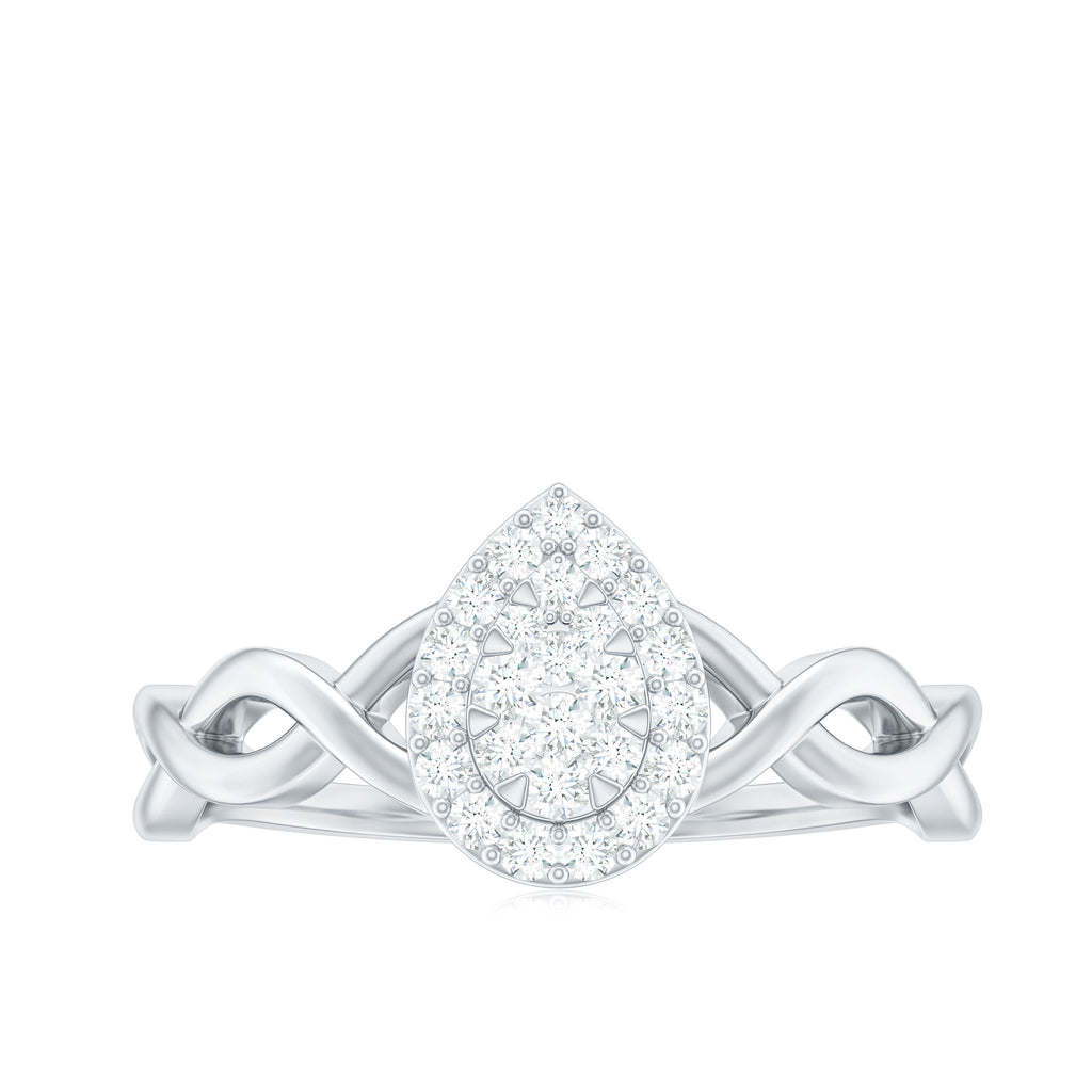 Illusion Set Round Diamond Crossover Engagement Ring Diamond - ( HI-SI ) - Color and Clarity - Rosec Jewels