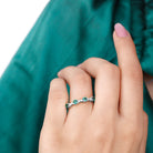 Minimal Emerald and Diamond Stackable Ring Emerald - ( AAA ) - Quality - Rosec Jewels