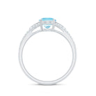 1.25 CT Oval Aquamarine Solitaire Engagement Ring with Diamond Accent Aquamarine - ( AAA ) - Quality - Rosec Jewels