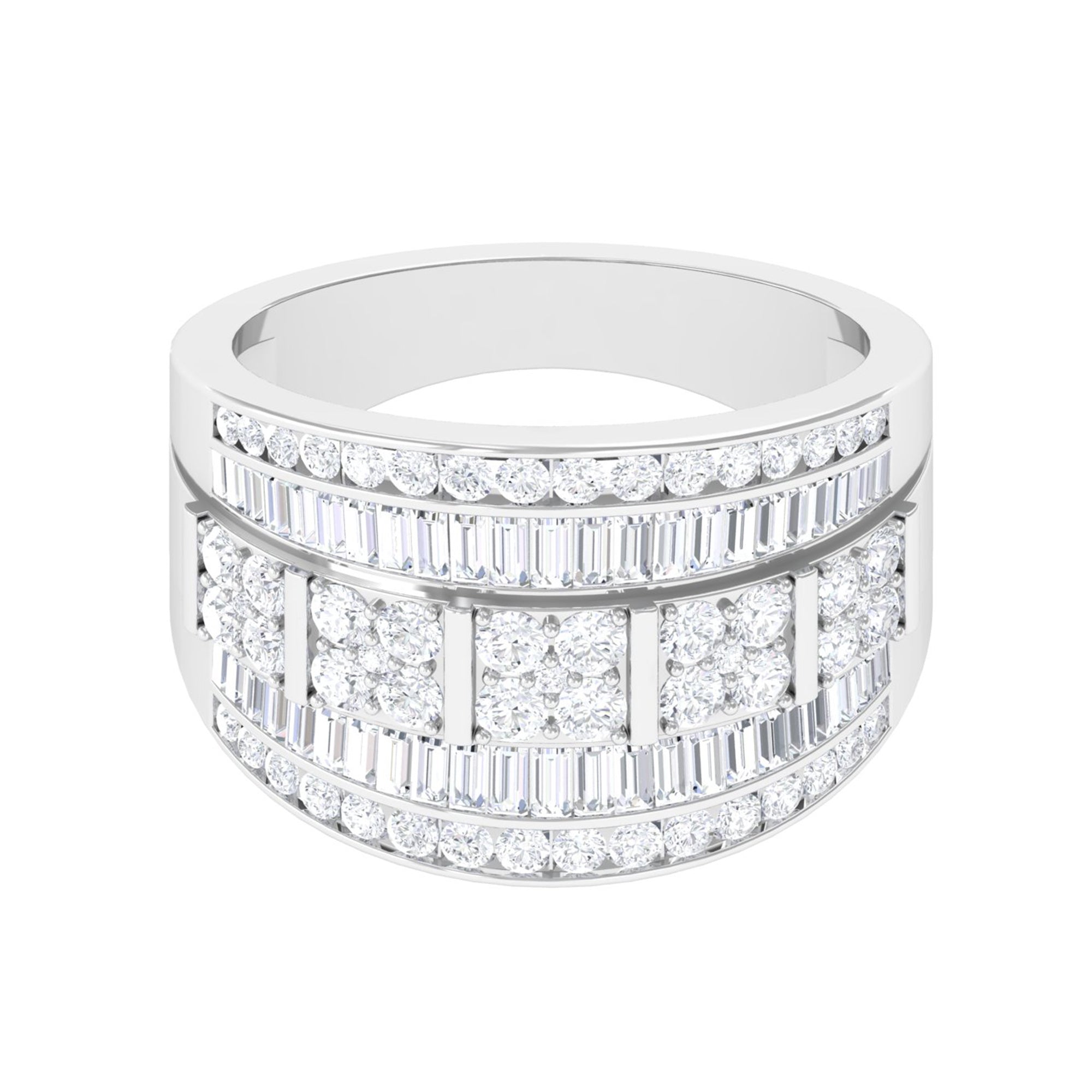 Zircon Statement Wide Wedding Band Ring Zircon - ( AAAA ) - Quality - Rosec Jewels