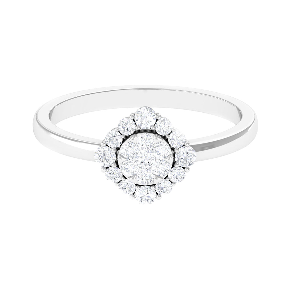 3/4 CT Classic Diamond Floral Halo Engagement Ring Diamond - ( HI-SI ) - Color and Clarity - Rosec Jewels