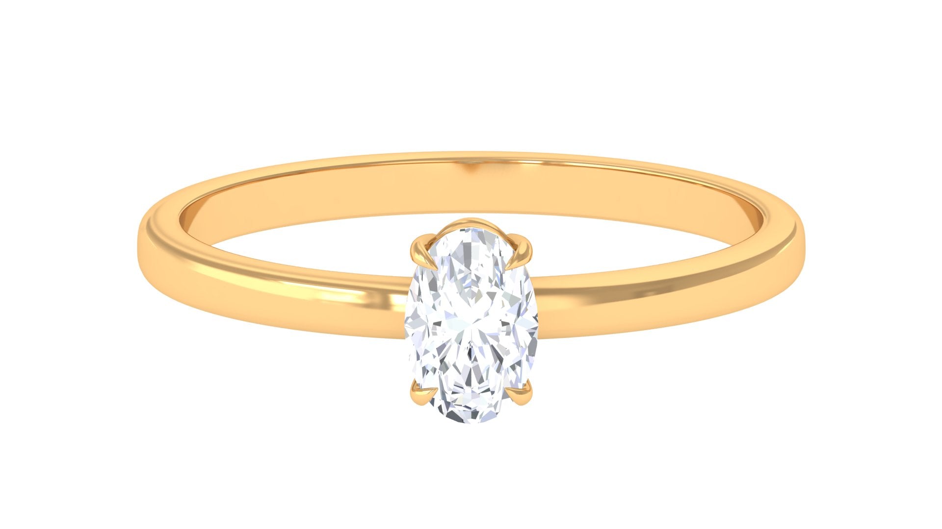 0.50 CT Claw Set Oval Cut Real Diamond Solitaire Ring Diamond - ( HI-SI ) - Color and Clarity - Rosec Jewels