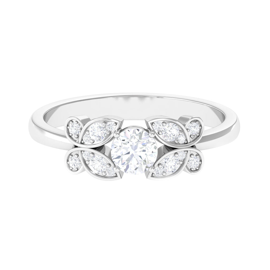 1/2 CT Round Cut Diamond Butterfly Engagement Ring in Gold Diamond - ( HI-SI ) - Color and Clarity - Rosec Jewels