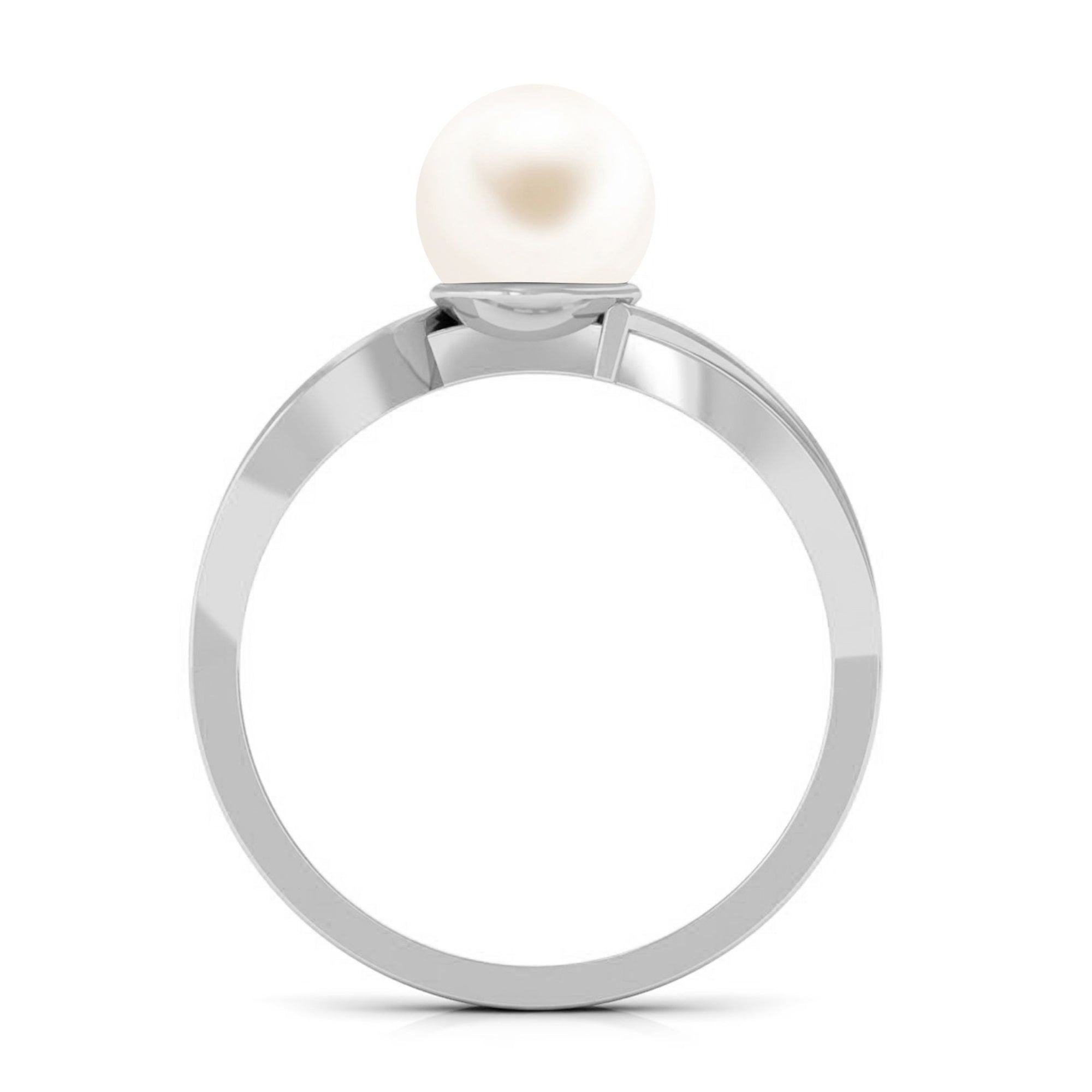 3 CT Freshwater Pearl Solitaire Ring with Diamond Infinity Shank Freshwater Pearl - ( AAA ) - Quality - Rosec Jewels