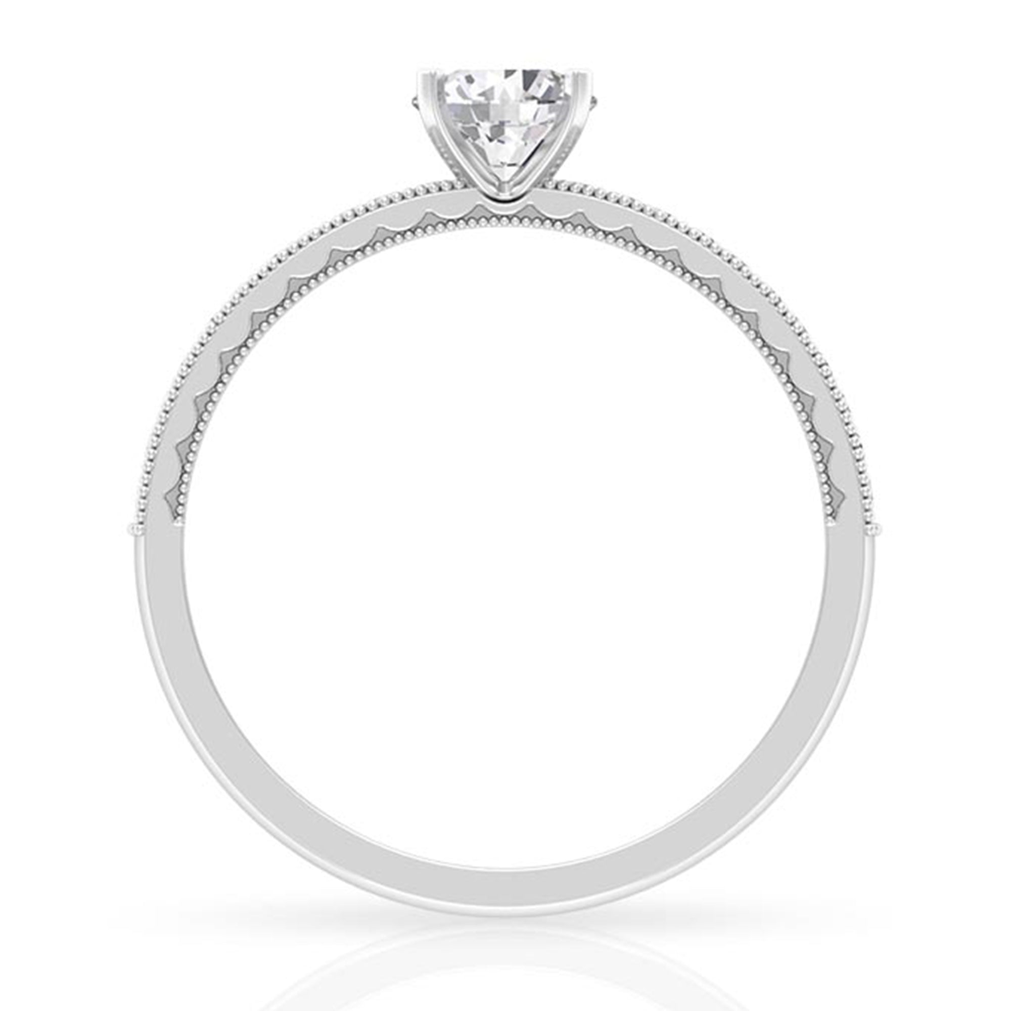 3/4 CT Solitaire Zircon Engagement Ring with Milgrain Gold Detail Zircon - ( AAAA ) - Quality - Rosec Jewels
