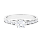 1 CT Prong Set Round Zircon Engagement Ring with Side Stones Zircon - ( AAAA ) - Quality - Rosec Jewels