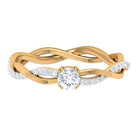 0.50 CT Solitaire Zircon Braided Gold Engagement Ring Zircon - ( AAAA ) - Quality - Rosec Jewels