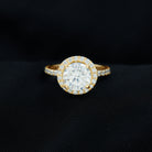 Certified Cubic Zirconia Classic Floating Halo Engagement Ring Zircon - ( AAAA ) - Quality - Rosec Jewels