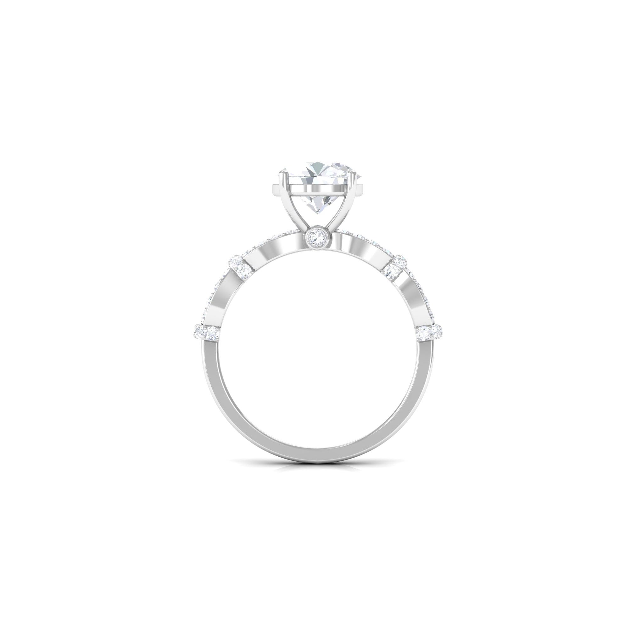 3 CT Solitaire Cubic Zirconia Criss Cross Engagement Ring Zircon - ( AAAA ) - Quality - Rosec Jewels