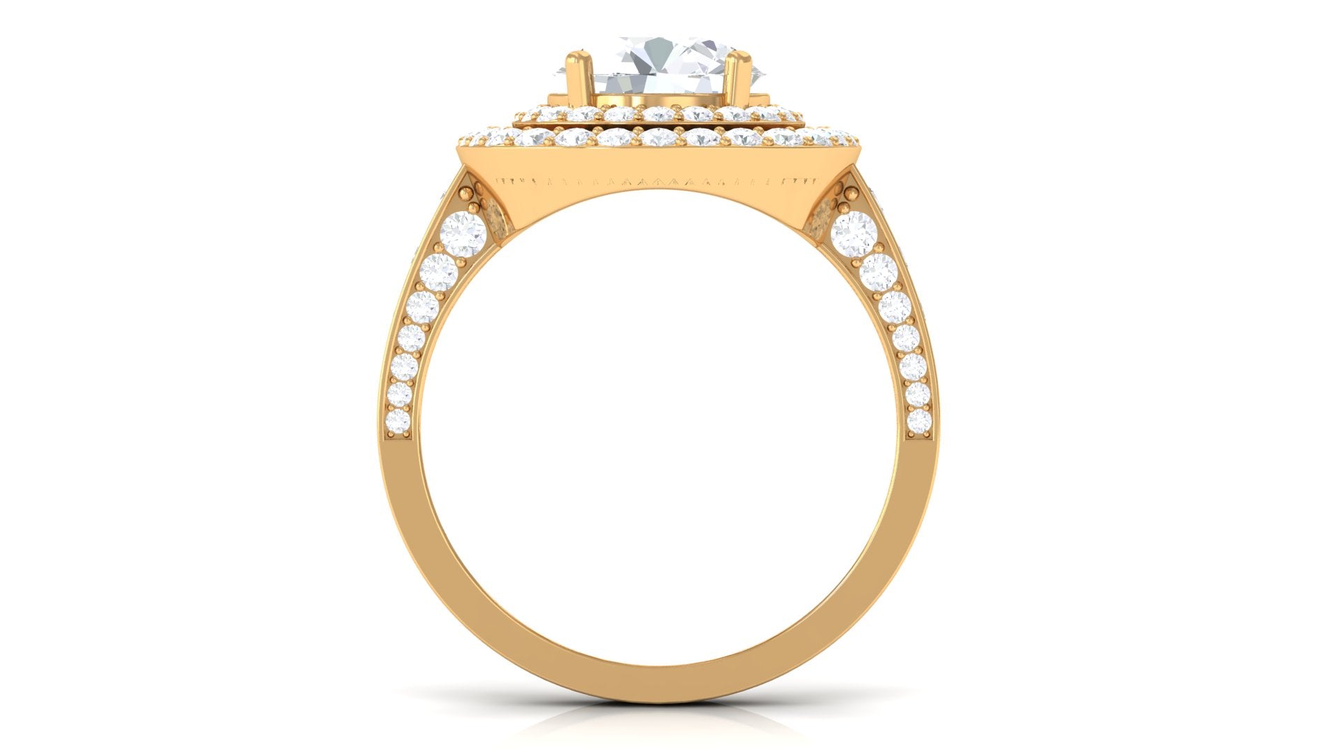 Cubic Zirconia Double Halo Engagement Ring Zircon - ( AAAA ) - Quality - Rosec Jewels