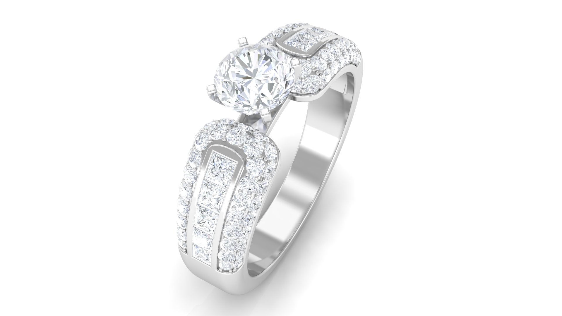 Certified Cubic Zirconia Statement Engagement Ring Zircon - ( AAAA ) - Quality - Rosec Jewels