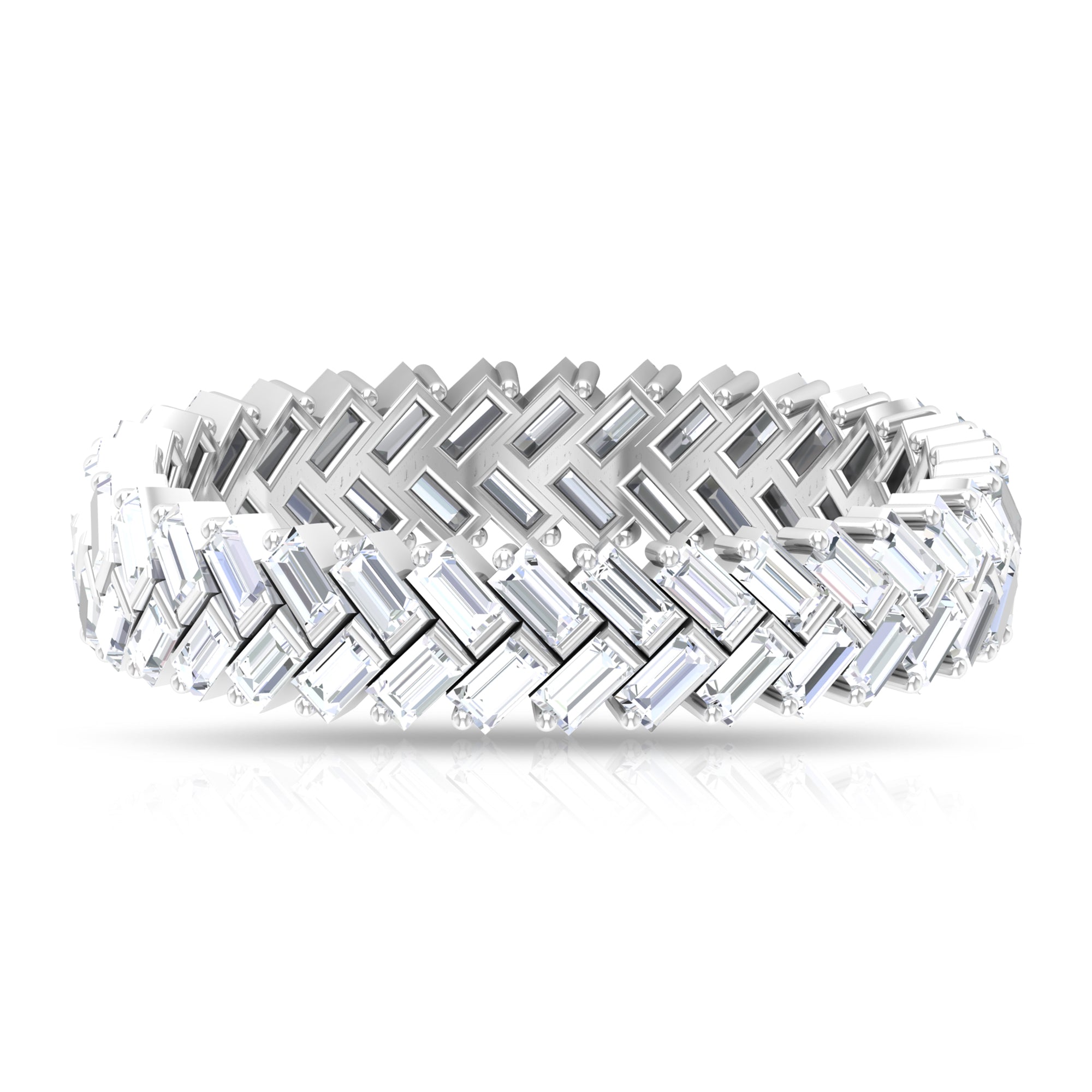 Baguette Cut Zircon Braided Eternity Wedding Band Ring Zircon - ( AAAA ) - Quality - Rosec Jewels