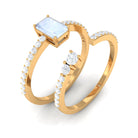 Stackable Ring Set with Moonstone and Diamond Moonstone - ( AAA ) - Quality - Rosec Jewels