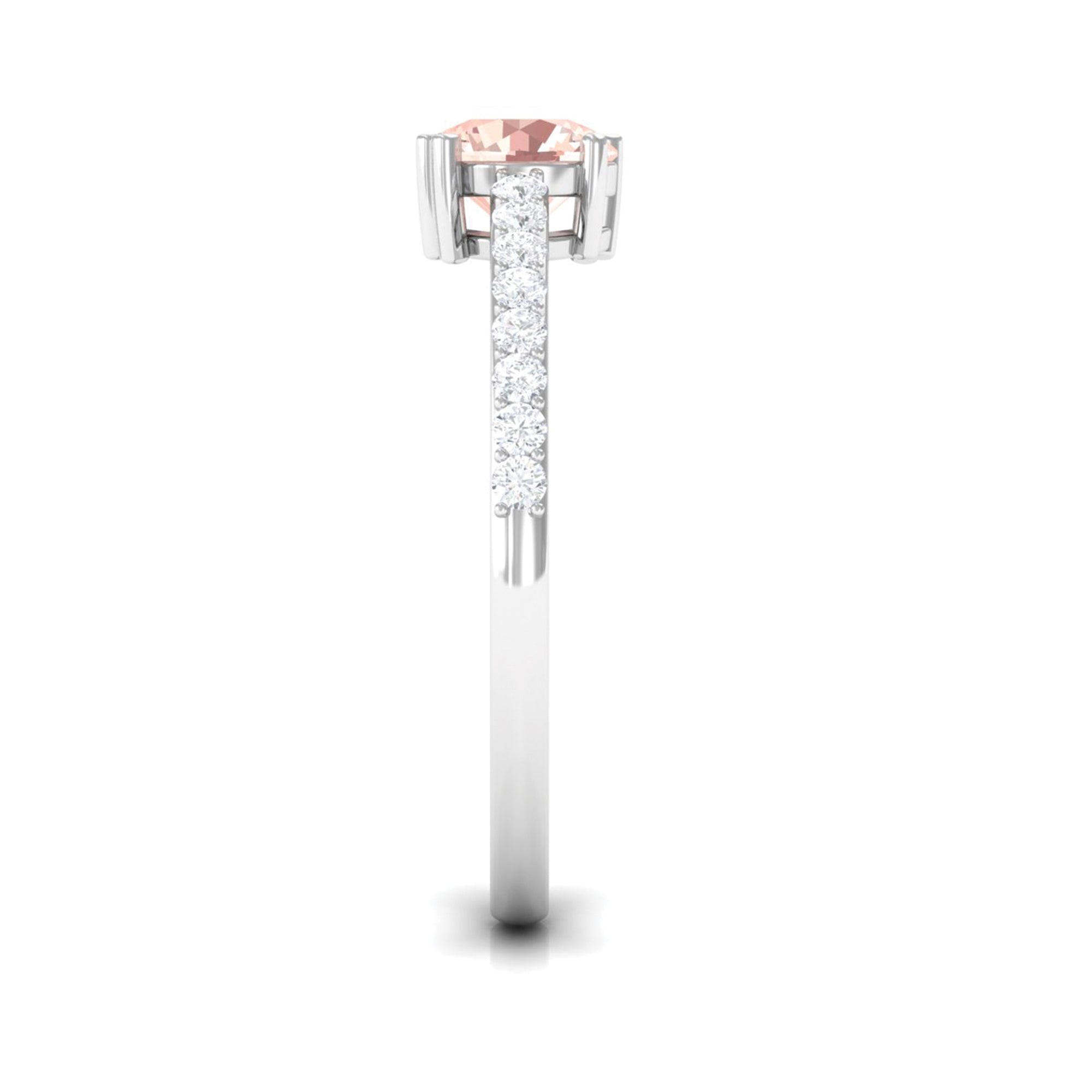 Designer Morganite Solitaire Promise Ring with Diamond Morganite - ( AAA ) - Quality - Rosec Jewels