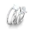 Octagon Cut Moonstone and Moissanite Trio Ring Set Moonstone - ( AAA ) - Quality - Rosec Jewels