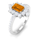 1.75 CT Vintage Inspired Citrine Ring with Moissanite Halo Citrine - ( AAA ) - Quality - Rosec Jewels
