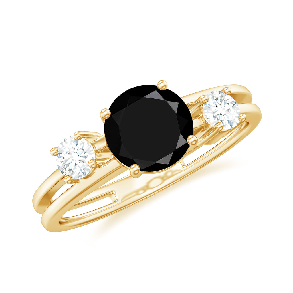 Vintage Inspired Black Onyx Engagement Ring Black Onyx - ( AAA ) - Quality - Rosec Jewels
