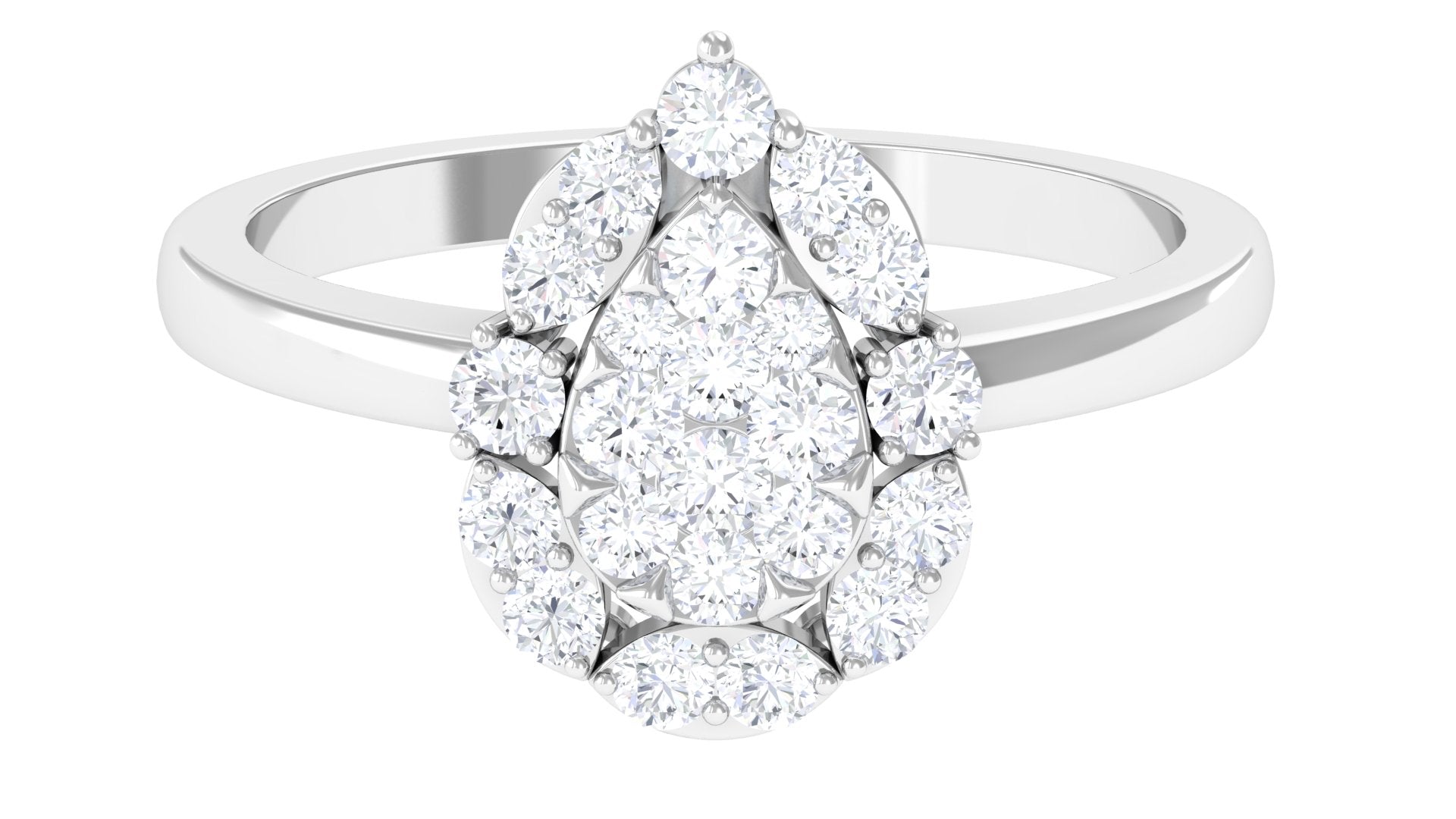 Cubic Zirconia Engagement Ring in Illusion Setting Zircon - ( AAAA ) - Quality - Rosec Jewels