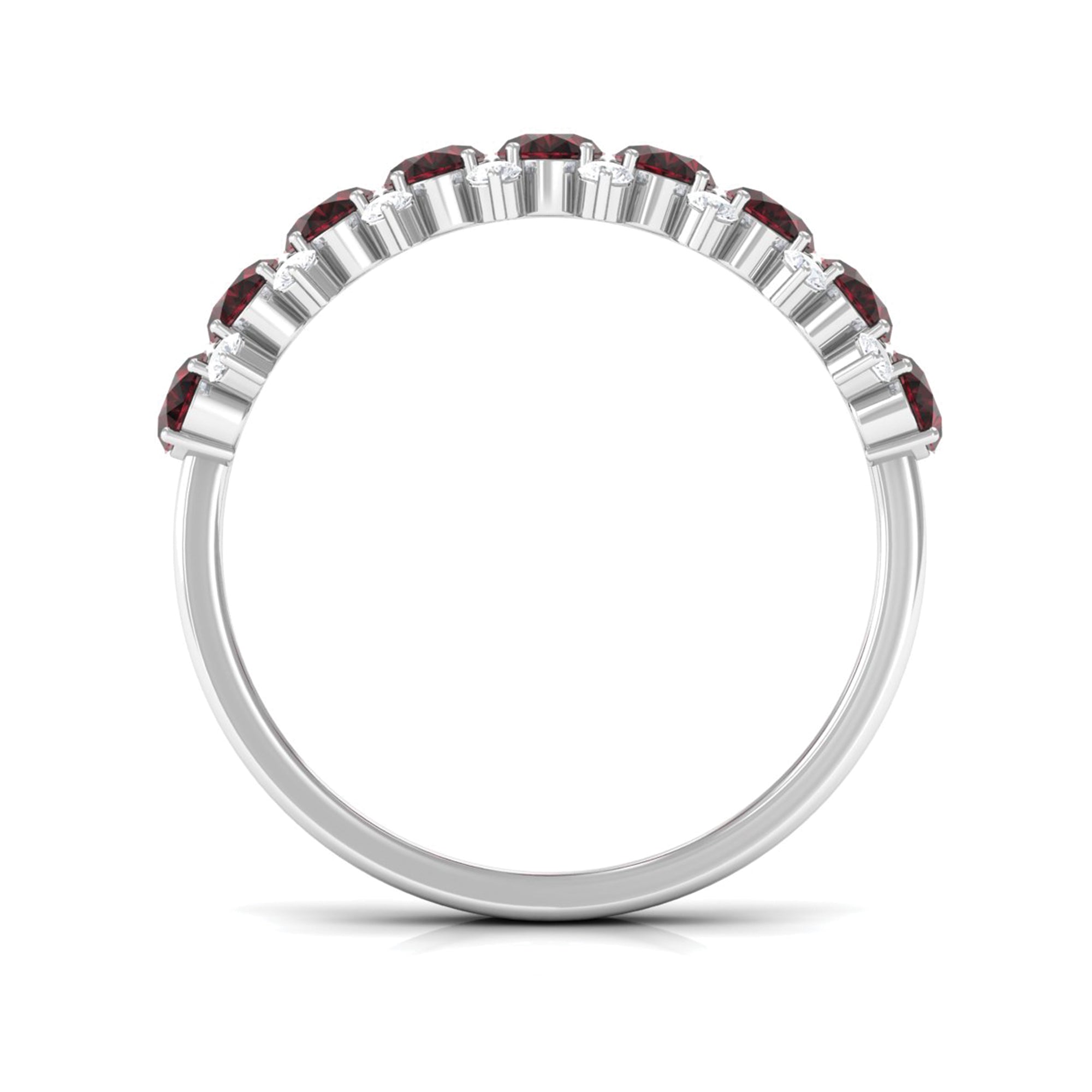 1.75 Ct Garnet Oval Half Eternity Band with Diamond Garnet - ( AAA ) - Quality - Rosec Jewels