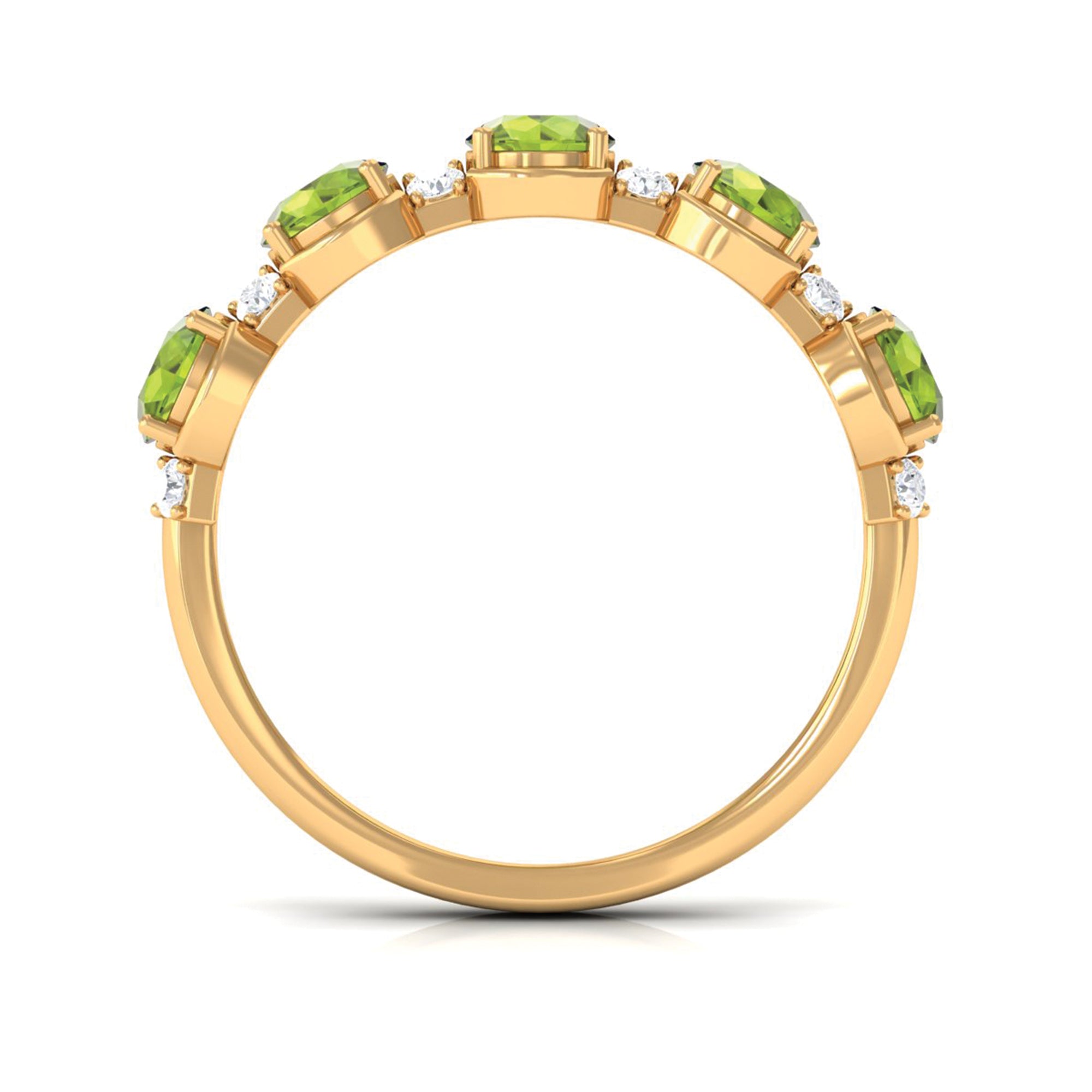 1.50 CT Peridot Half Eternity Ring in Prong Setting with Diamond Peridot - ( AAA ) - Quality - Rosec Jewels