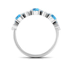 1 CT Swiss Blue Topaz and Diamond Half Eternity Ring Swiss Blue Topaz - ( AAA ) - Quality - Rosec Jewels