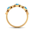 1 CT Swiss Blue Topaz and Diamond Half Eternity Ring Swiss Blue Topaz - ( AAA ) - Quality - Rosec Jewels