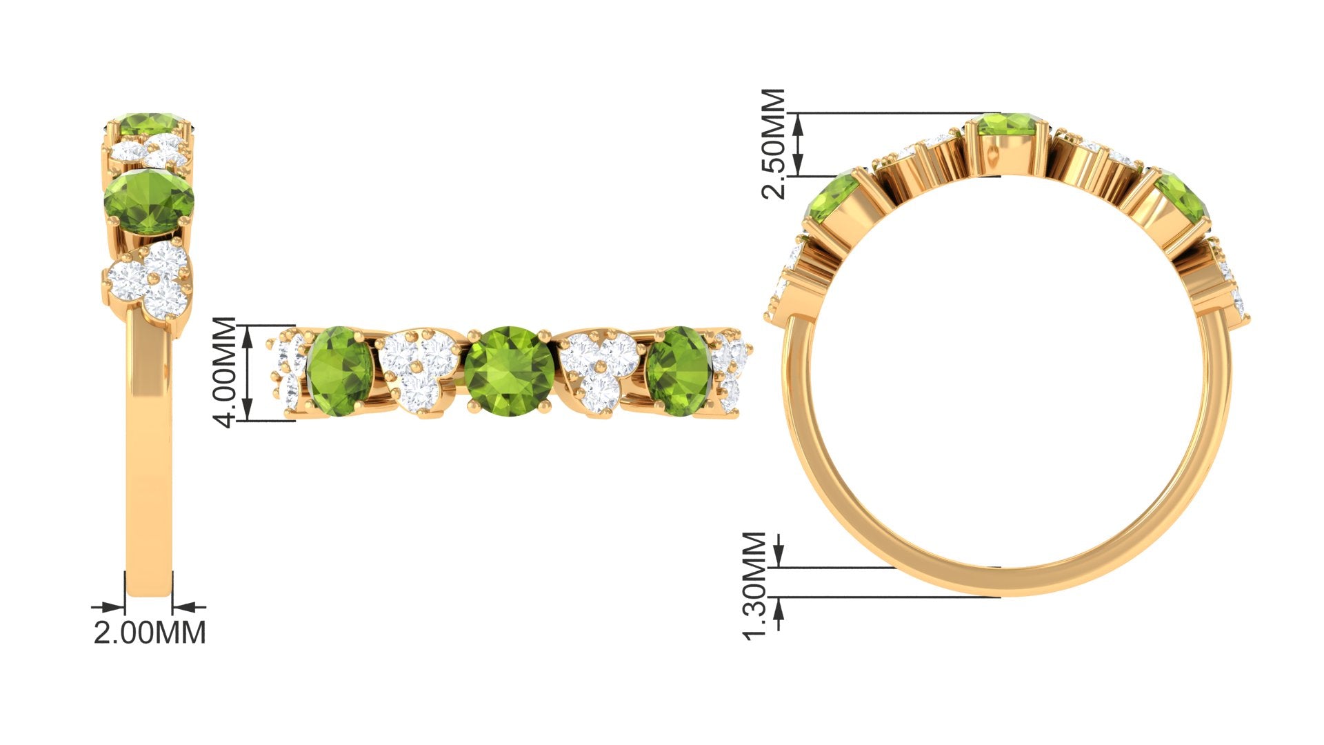 Peridot and Diamond Heart Shape Alternate Eternity Ring Peridot - ( AAA ) - Quality - Rosec Jewels