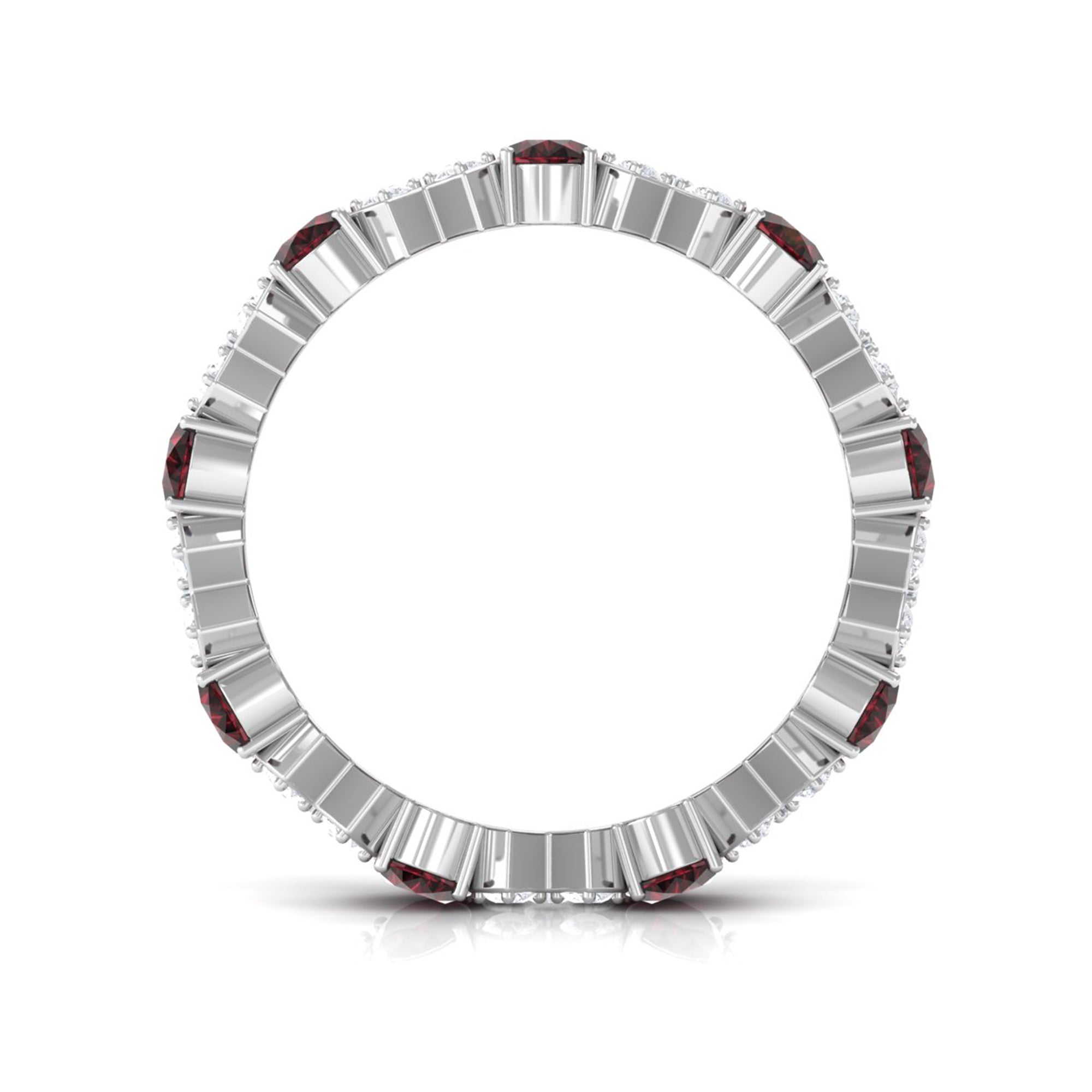 Real Garnet and Diamond Designer Eternity Band Ring Garnet - ( AAA ) - Quality - Rosec Jewels