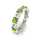 Peridot and Diamond Heart Shape Eternity Ring Peridot - ( AAA ) - Quality - Rosec Jewels