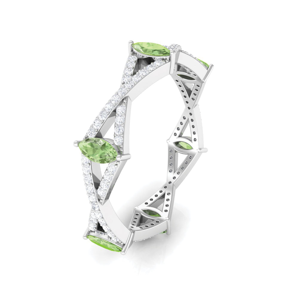 1.25 CT Green Sapphire and Diamond Full Eternity Ring Green Sapphire - ( AAA ) - Quality - Rosec Jewels
